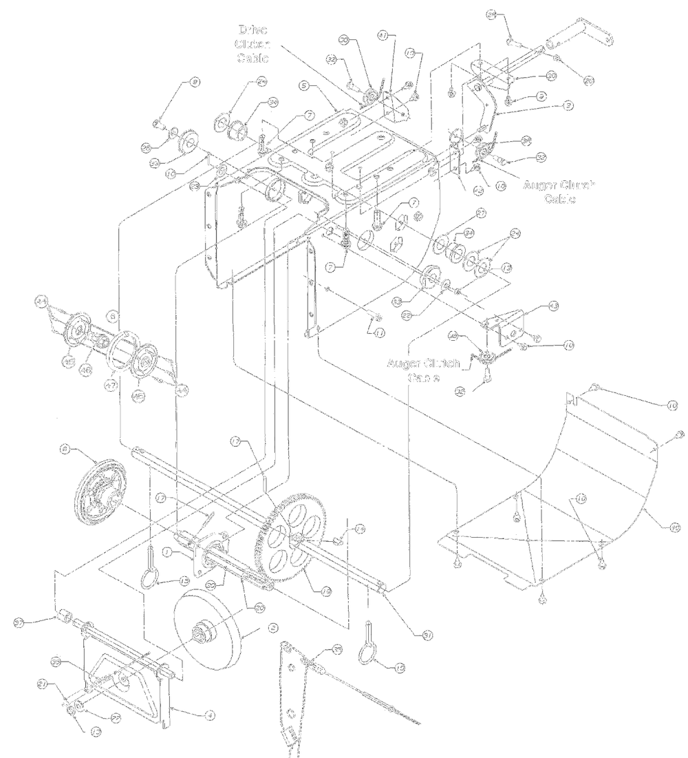 Drive Diagram and Parts List for 31AE640F149 1998 Yard Machines Snow Blower
